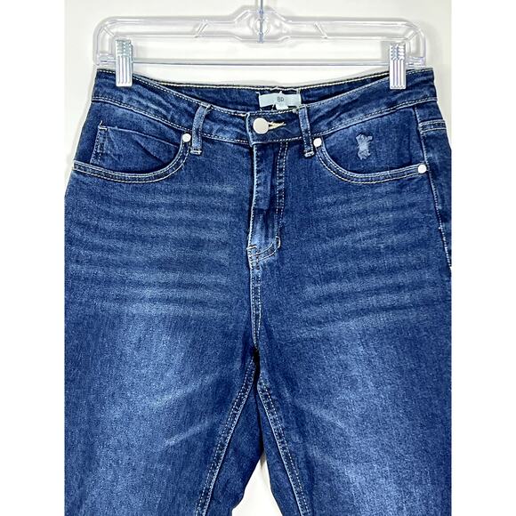 BP. Medium Wash Blue Distressed Straight Leg Button Denim Casual Jeans Size 27 - Picture 2 of 9